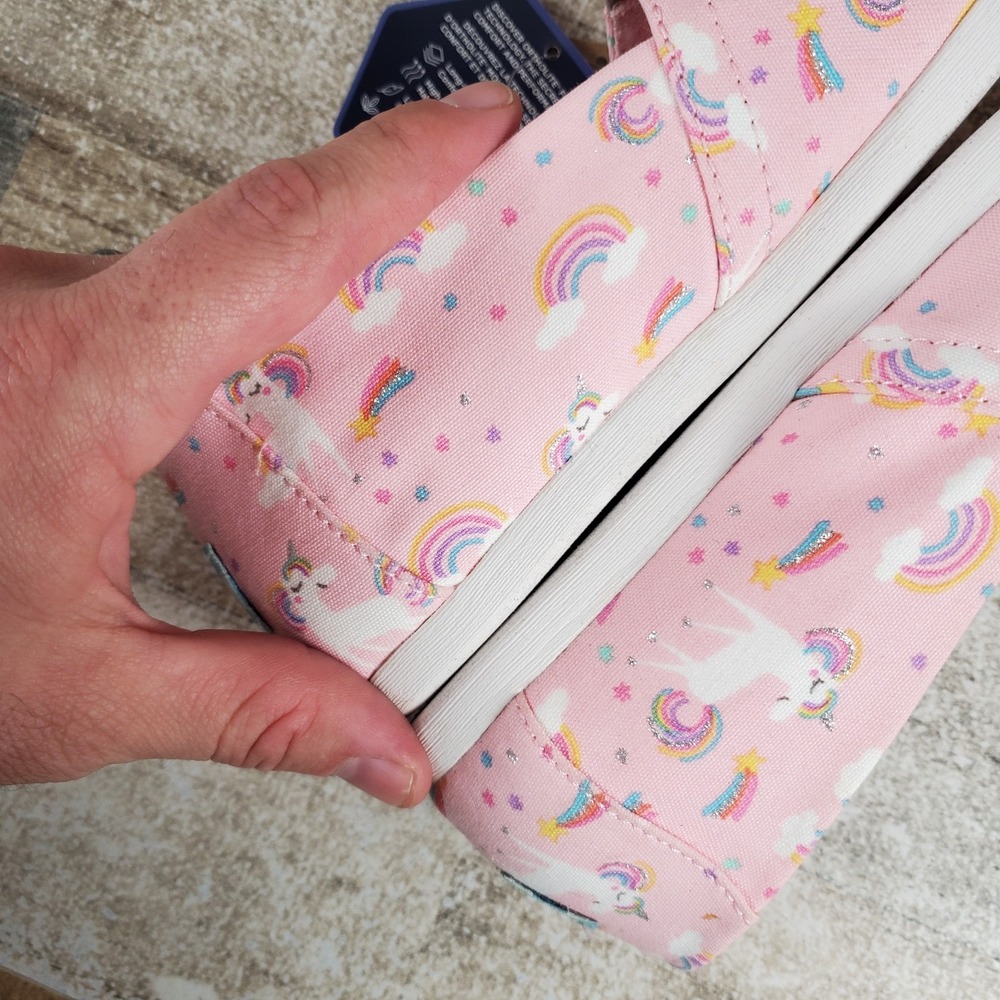 Toms Alpargata Womens Shoes Sz 6 Pink Almond Blossom Unicorn Print Slip On Flats - Picture 10 of 14